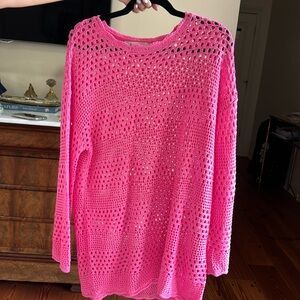 Anrabess size large pink knit, long sleeve cover-up
